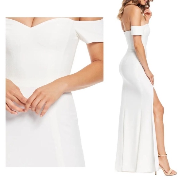 NWOT Dress the Population Logan Off the Shoulder Evening Dress Size XXL White - Picture 2 of 6